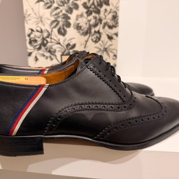 GUCCI Sylvie Web brogue leather Oxford Dress shoes Black 8.5/9 Excellent main image 4